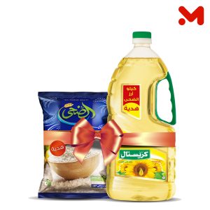 كريستال زيت عباد 2.200لتر+الضحى ارز 1كجم