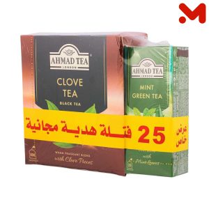 احمد تي قرنفل 100فتلة +25فتلة اخضر نعناع